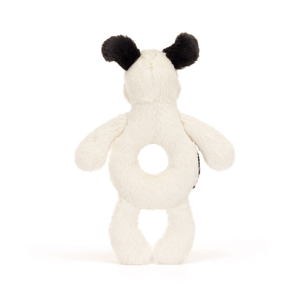 Bashful Rufferty Black & Cream Puppy Ring Rattle